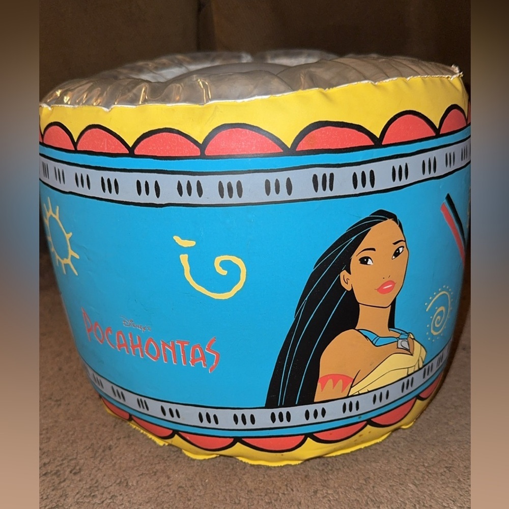 Vintage Pocahontas Inflatable Disney Toy Ottoman With Balls Inside